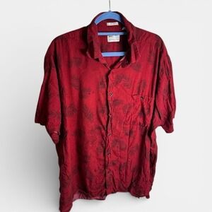 Natural Issue Mens Red Palm Leaf Resort Rayon Short Sleeve Button‎ Up Shirt XXL